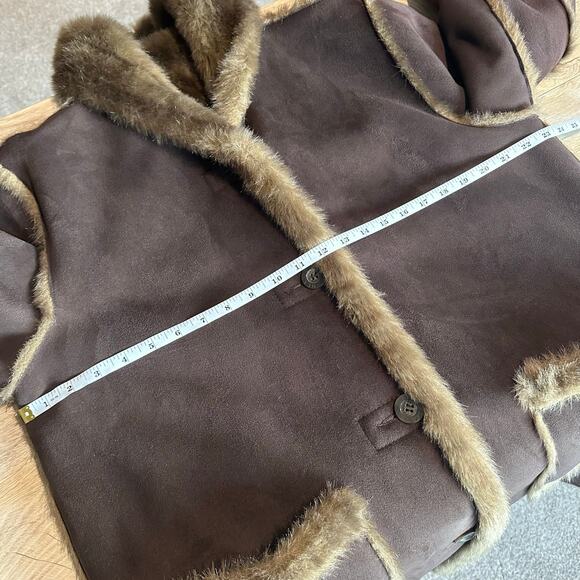 Dennis Basso Reversible Faux Suede and Fur Hooded Coat Brown M - Picture 13 of 14